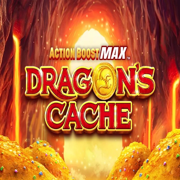 Action Boost Max Dragon's Cache logo by SpinPlay Games at Boomzino Casino