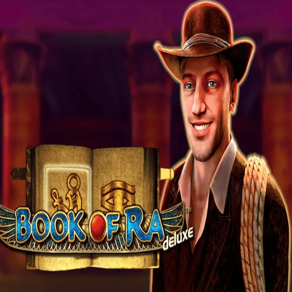 Book of Ra Deluxe casino game by Novomatic – featured logo at Boomzino Casino