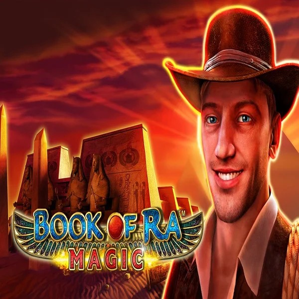 Book of Ra Magic slot logo by Greentube at Boomzino Casino