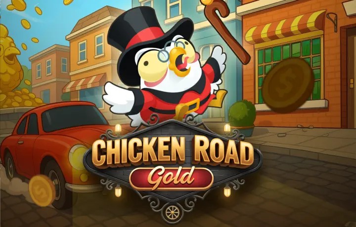 Chicken Road Gold online game logo by InOut on boomzinocasinoo.com
